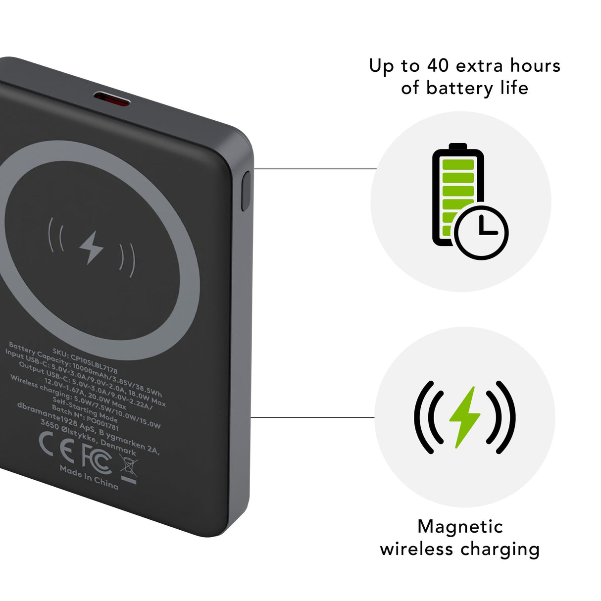 EAN 5711428071781 - dbramante1928 CP10SLBL7178 batería externa 10000 mAh Cargador inalámbrico Gris imagen 3