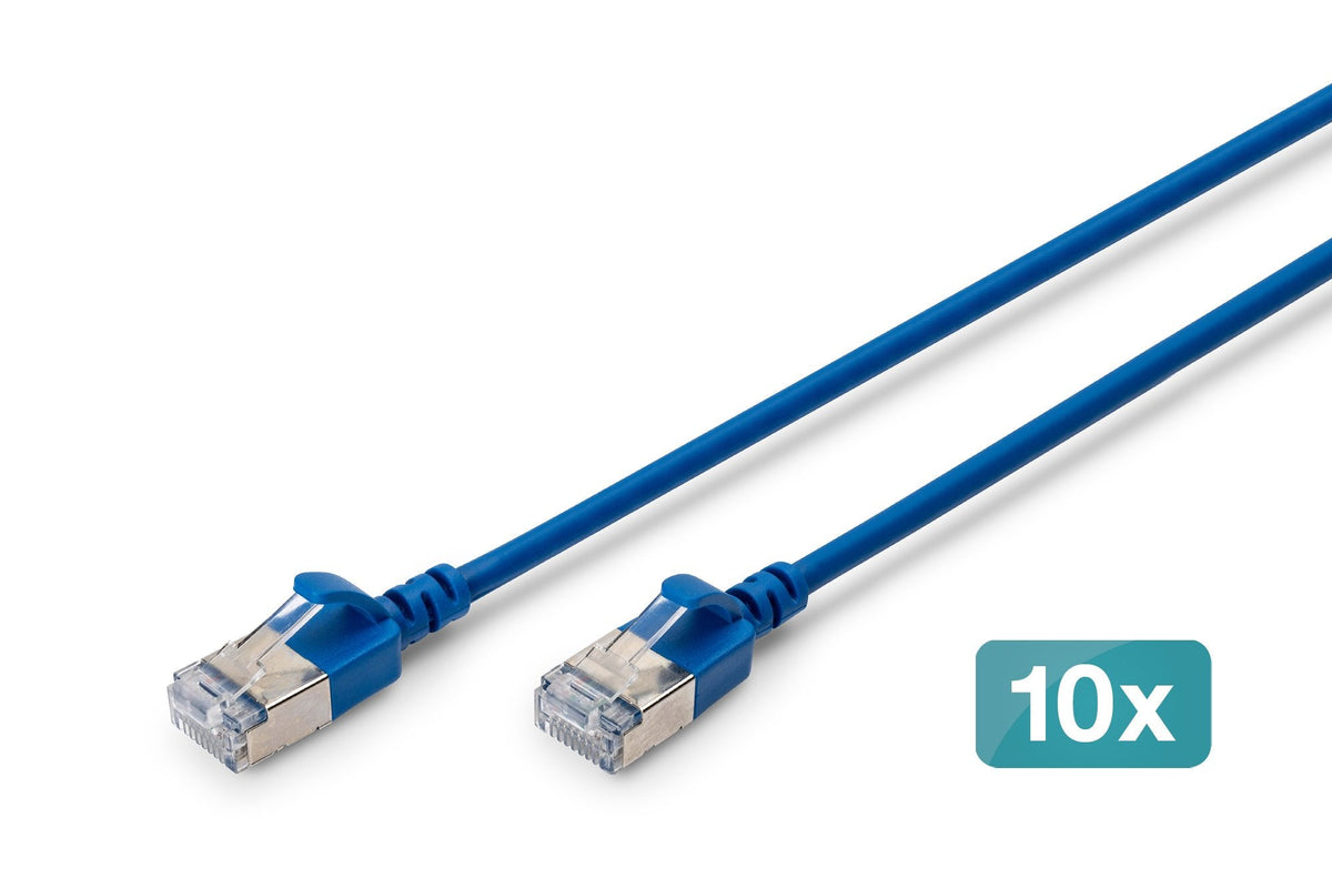 Digitus Cable De Red Cat 6a F/Ftp Slim 1,50m Azul 10 Unidades