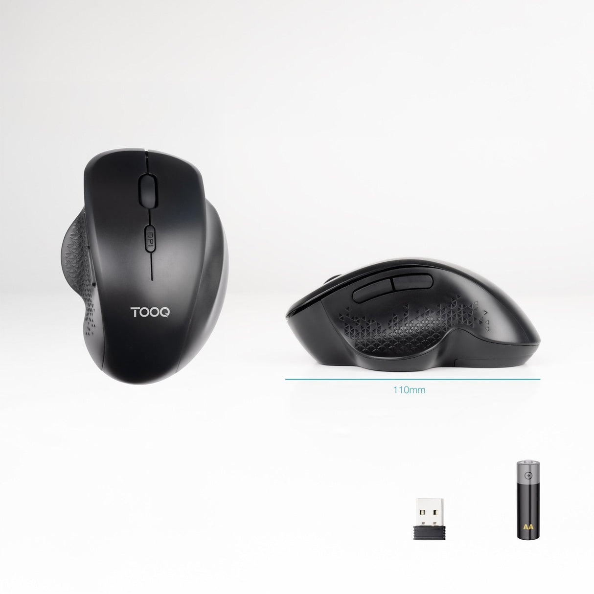 Ratón Ergonómico Inalámbrico Tooq Tqmwg-1105-B Hasta 1600 Dpi