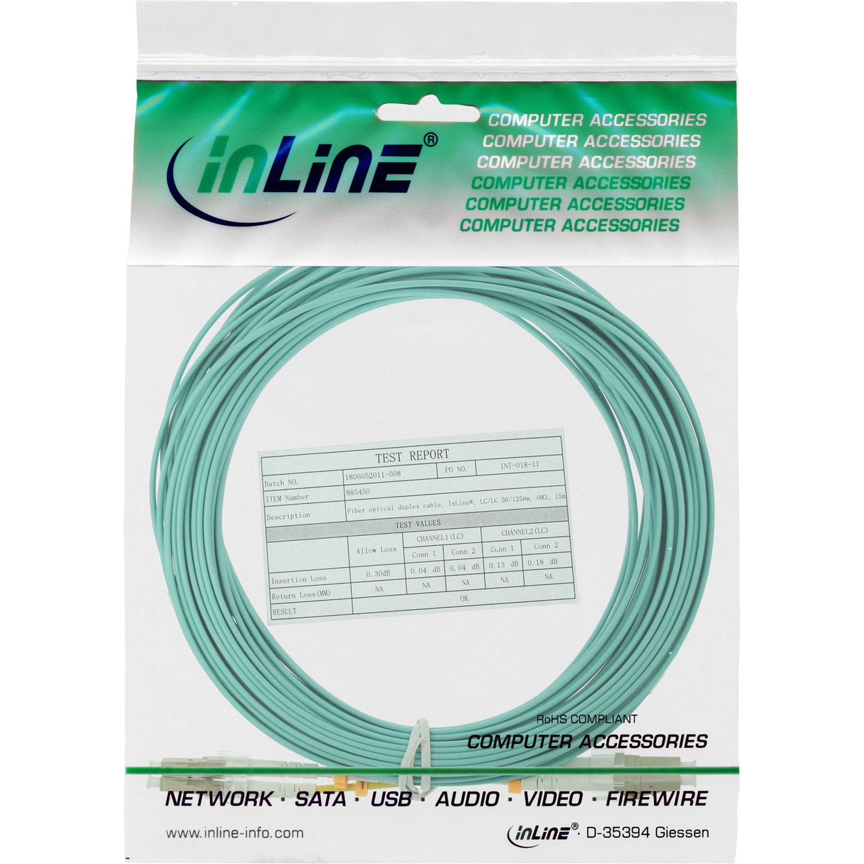 Cable Dúplex De Fibra Óptica Inline Lc/Lc 50/125?M Om3 30m