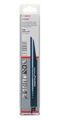 Hoja De Sierra De Sable Bosch Professional S 1130 Cf Endurance Para Metal, 25 Piezas, Longitud 225 Mm 2608657932