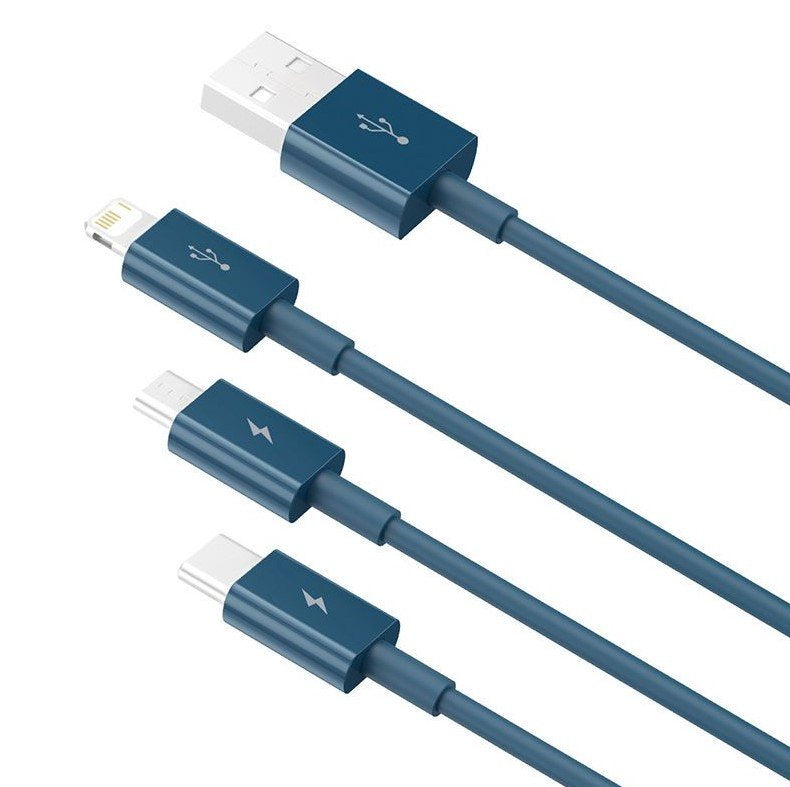 Baseus Cable Superior Series 3-In-1 Fast Charging Data Cable Usb To M+L+C 3.5a 1.5m Blue (Camltys-03)