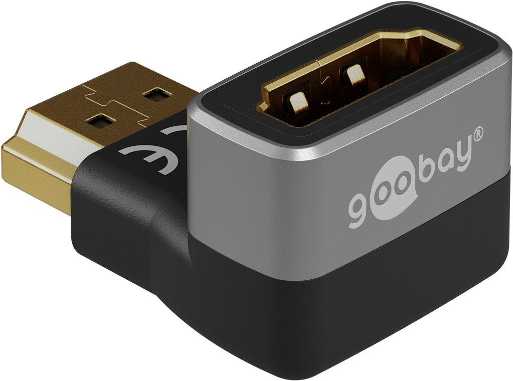 Goobay 72011 Hdmi Angled Adapter 270° Vertical, 8k @ 60 Hz, Gold-Plated, Black, Silver
