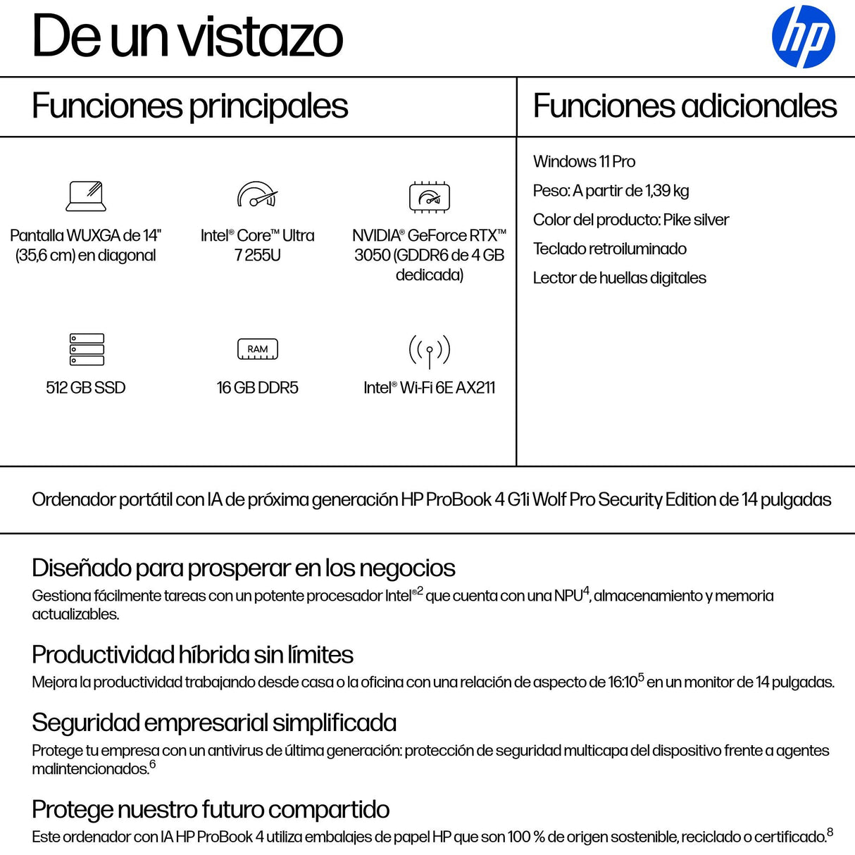 EAN 0199251580659 - HP ProBook 4 G1i AI Wolf Pro Security Edition Intel Core Ultra 7 255U Portátil 35,6 cm (14") WUXGA 16 GB imagen 3