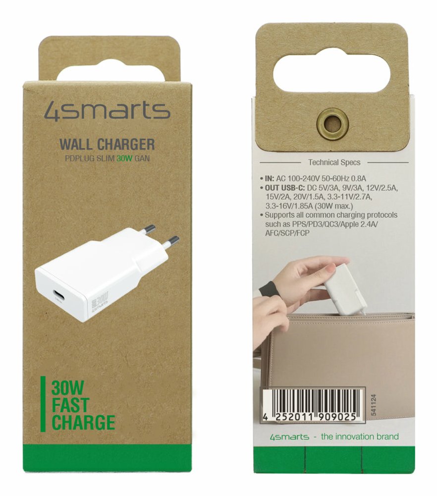 EAN 4252011909025 - 4smarts 541124 cargador de dispositivo móvil Smartphone Blanco Corriente alterna Carga rápida Interior imagen 5