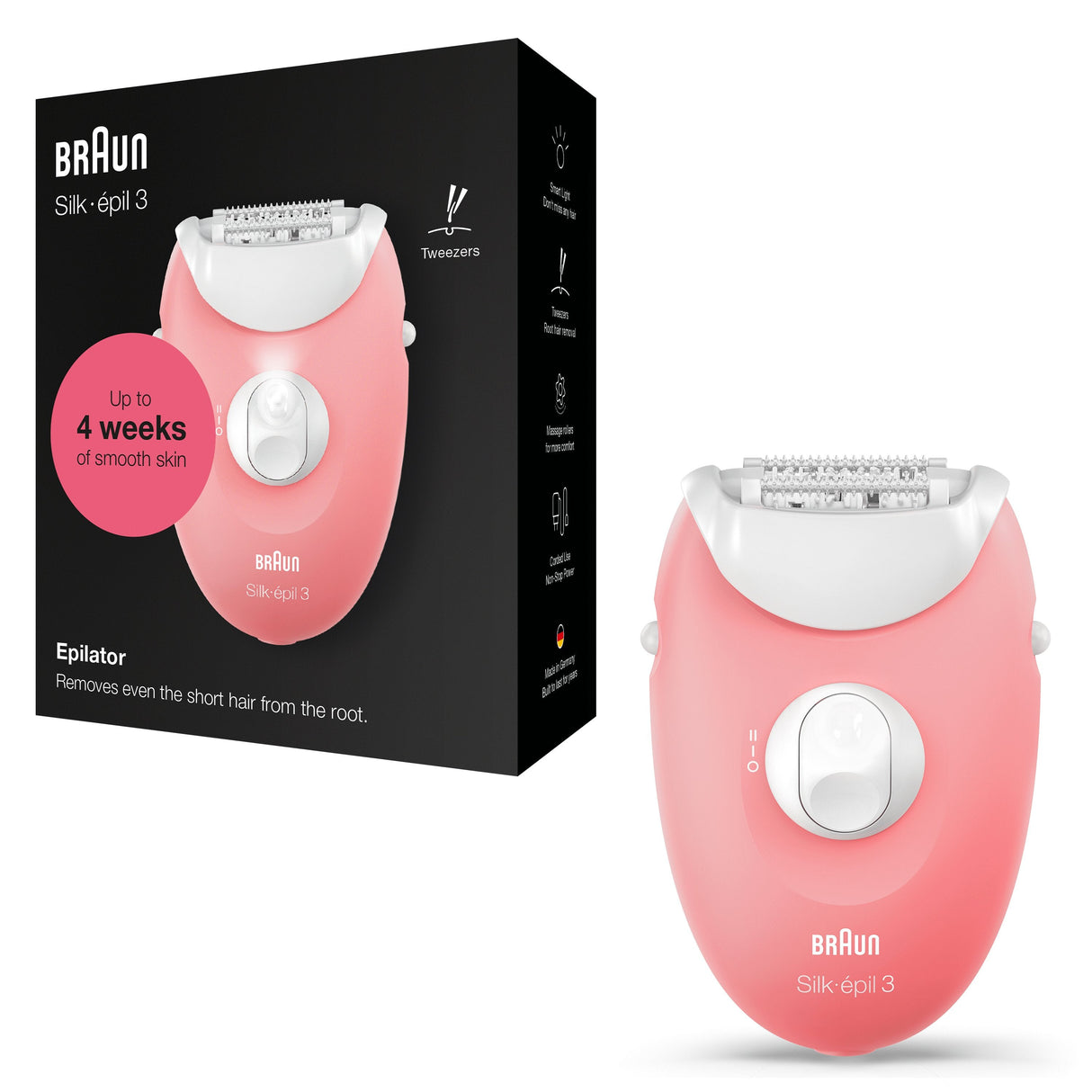 EAN 4210201423522 - Braun Silk-épil 3 SES 3-176 20 pinzas Rosa, Blanco imagen 2