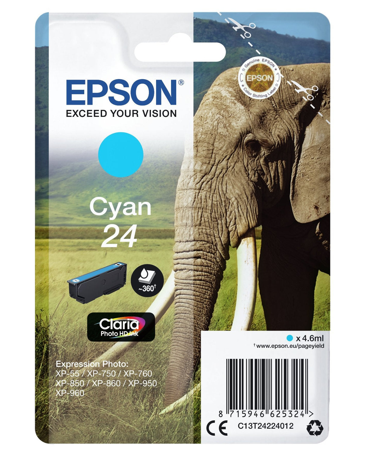 Cartucho Tinta Epson T270240 Cian Wf3000/Wf7000/ Despertador