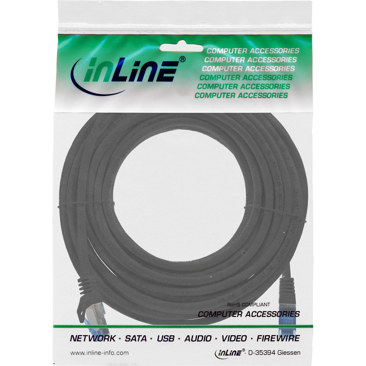 Inline® Patch Cable, Cat.6a, S/Ftp, Tpe (Lszh), Cca, Negro, 5m