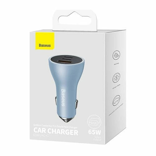 Baseus Car Charger Golden Contactor Pro C+C+U 65w Blue (Cgjp010003)