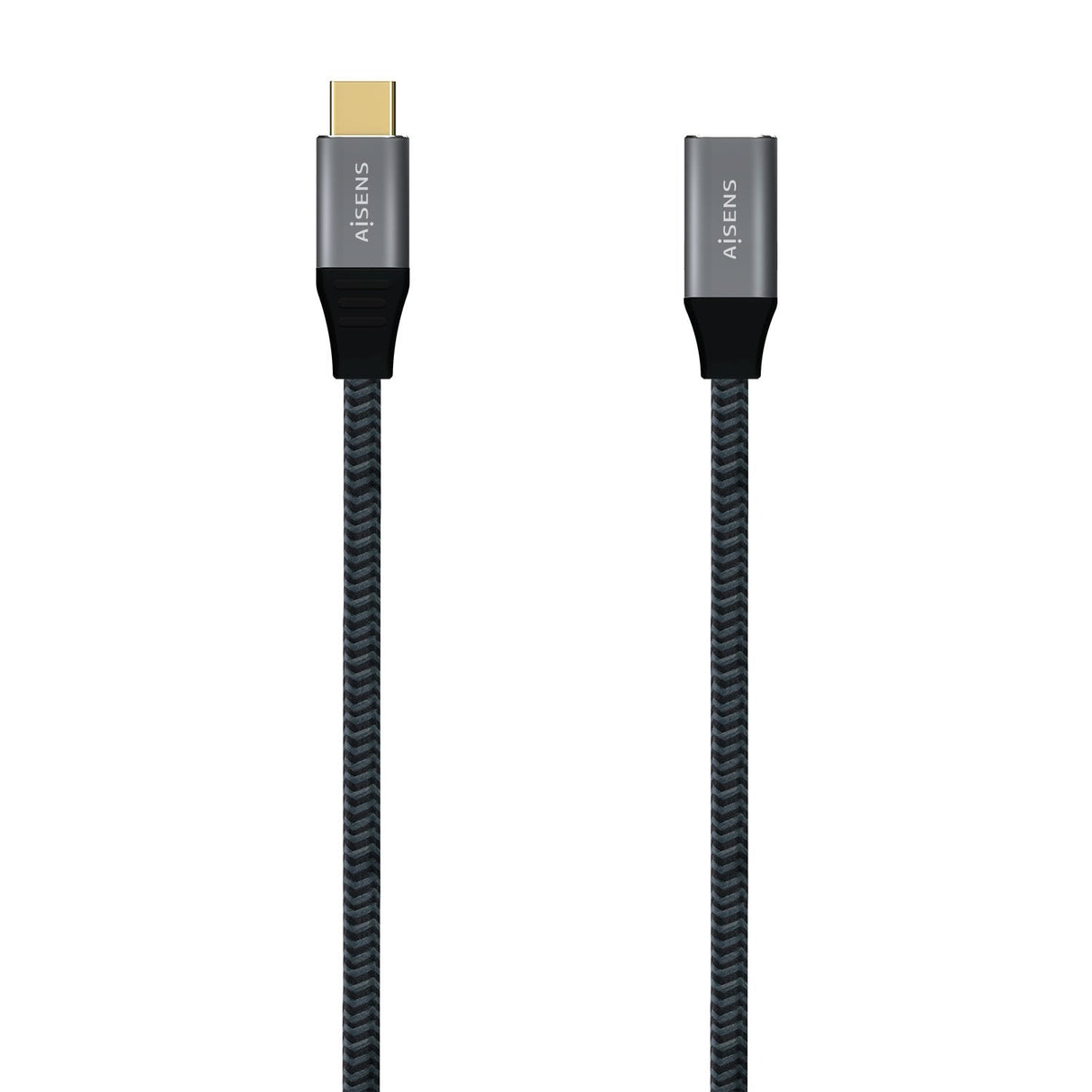 Aisens Cable Alargador Usb 3.1 Tipo-C 20gbps 5a 100w Usb Tipo-C Macho Usb Tipo-C Hembra 1m Gris