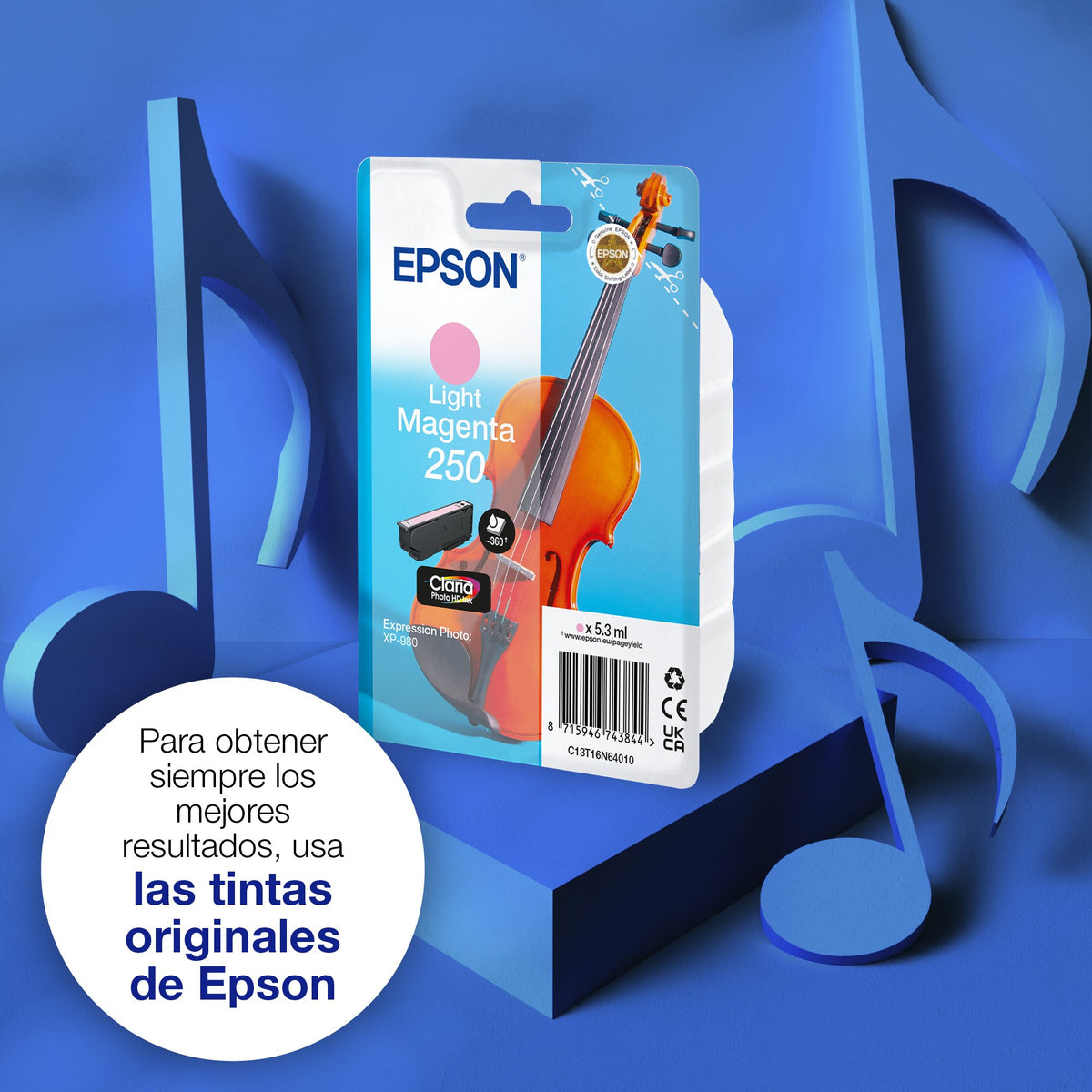 EAN 8715946743844 - Epson 250 Violin Claria Photo HD cartucho de tinta 1 pieza(s) Original Rendimiento estándar imagen 3