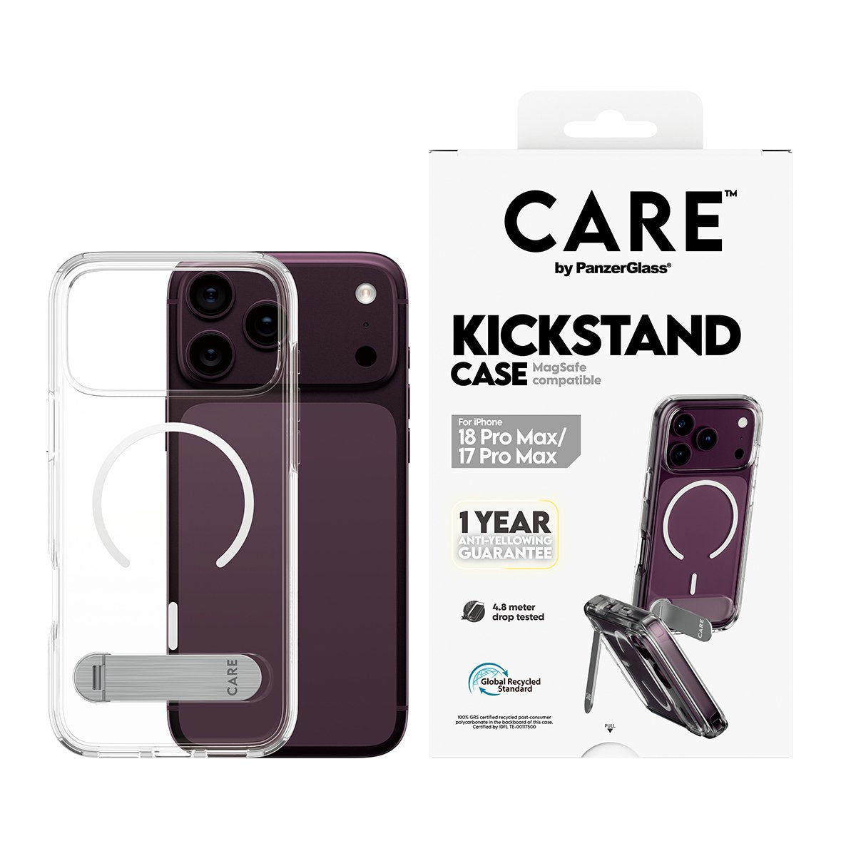Panzerglass Care Kickmand Case Transp.White Magsafe Iphone 18pro Max/17 Pro Max