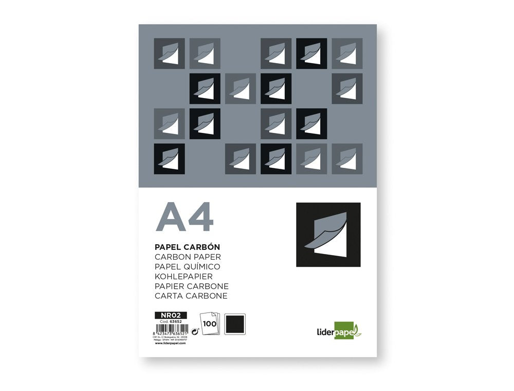 EAN 8423473636521 - Liderpapel NR02 papel de carbón 100 hojas A4 imagen 1