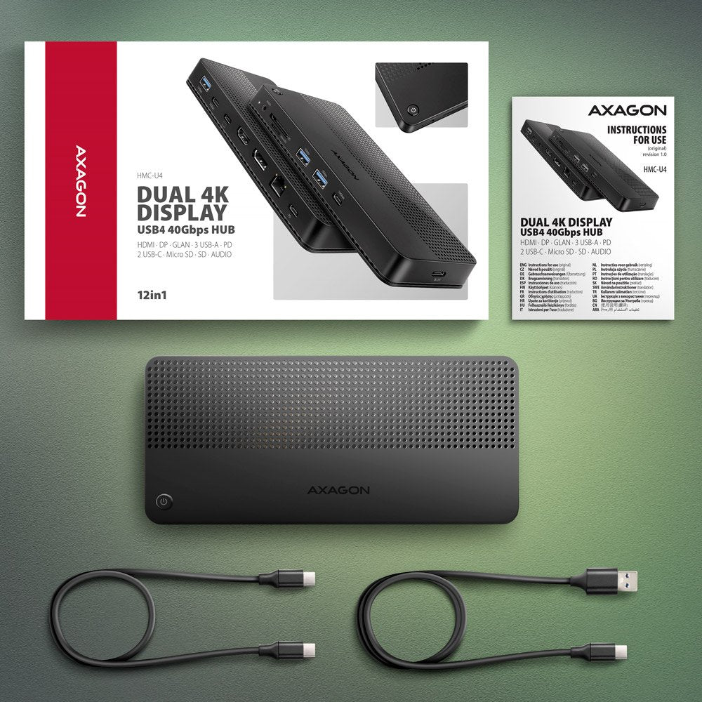 Hmc-U4 Hub Multiportátil Usb 12 En 1 Usb 4.0 40 Gbps Lan Hdmi Dp Pd Audio