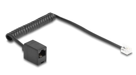 Delock Telefoncable Spiralcable Rj11 Stecker Zu Rj45 Buchse Schwarz 1 M
