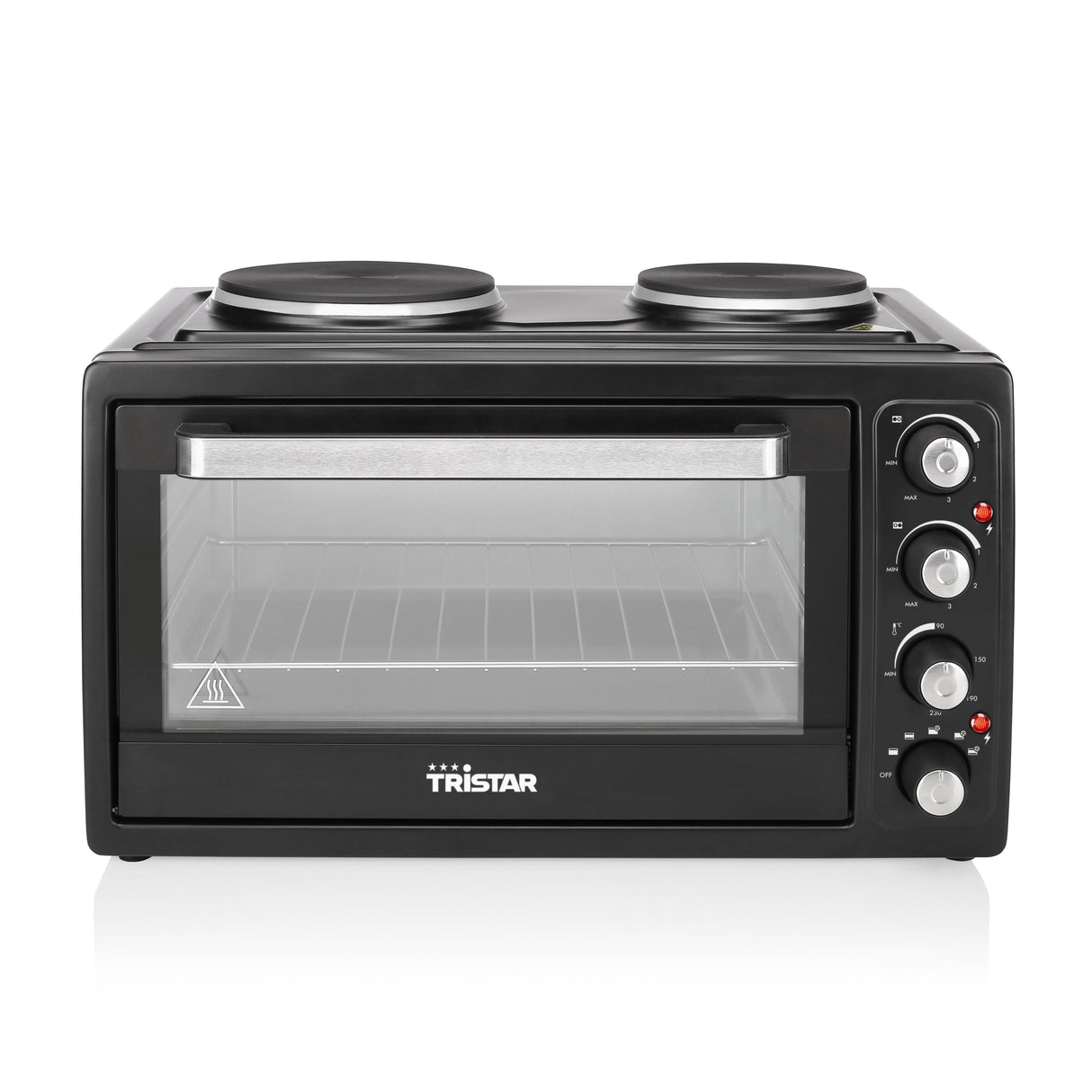 Mini Horno Con 2 Placas Eléctricas En La Parte Superior Tristar Ov-1443--38 L-3100 W-Función De Calor Del Ventilador-Negro