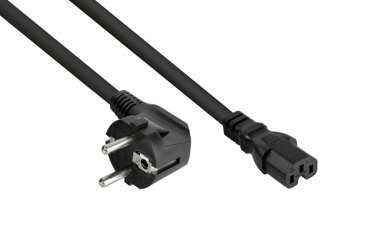 Cablemeimer Schutzkontakt-M. 90° Gew. An C15 Negro 5m