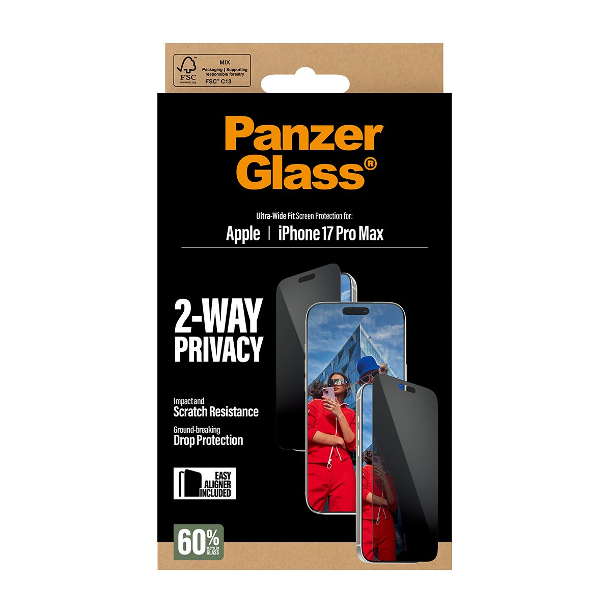 Panzerglass 2-Way Privacy Screen Protector Iphone 17 Pro Max Ultra-Wide Fit