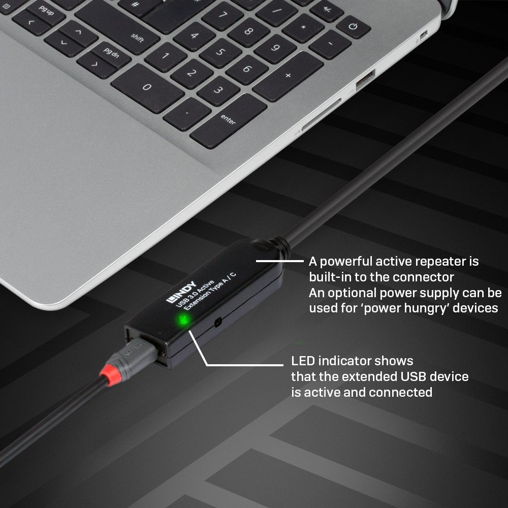 Cable Lindy 43375 Usb 3.2 Gen 1 (3.1 Gen 1) 20 M Usb A Negro