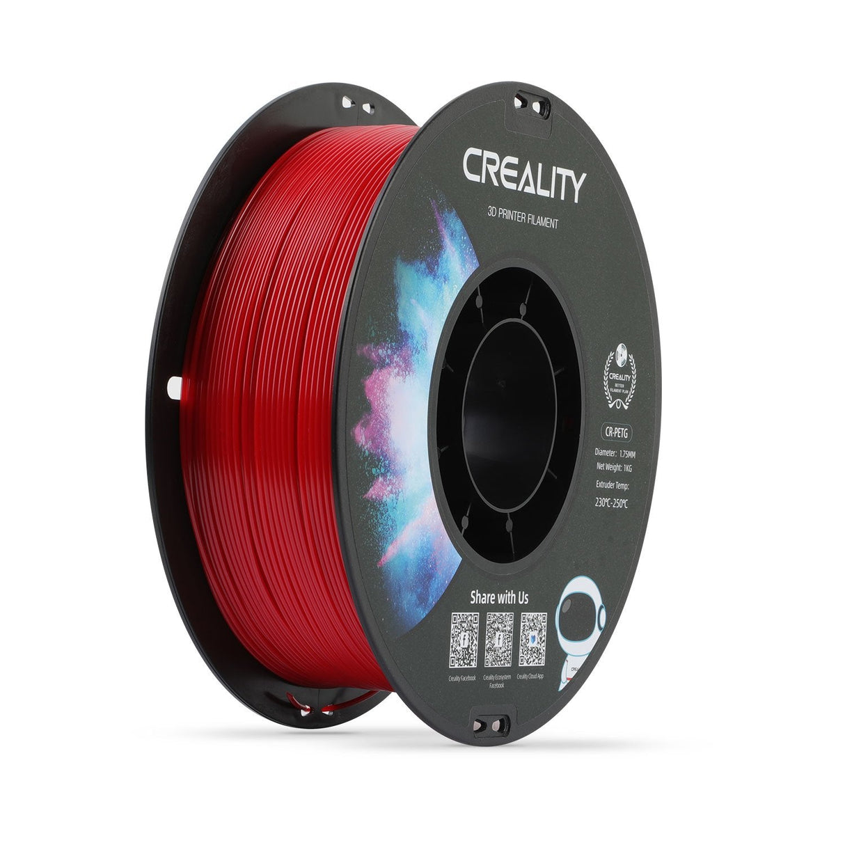 Creality Cr-Petg Filament Red, 3d Rojo, 1 Kg, 1,75 Mm, Rollo