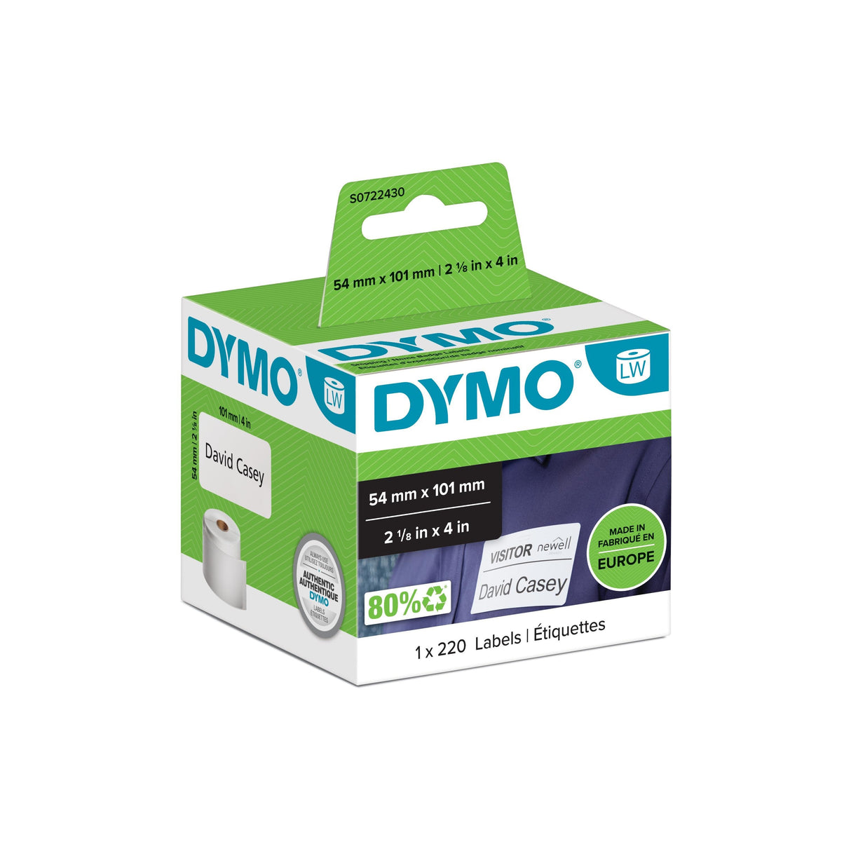 EAN 5411313990141 - DYMO LW - Shipping / Name Badge Labels - 54 x 101 mm - S0722430 Blanco Etiqueta para impresora autoadhesi imagen 1