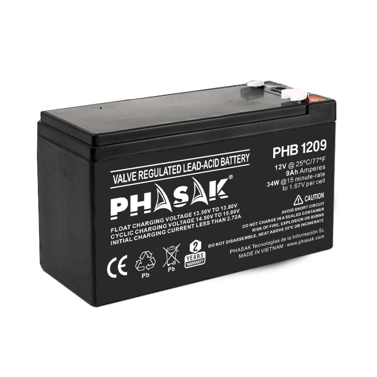 Batería Phasak Phb 1209 Compatible Con Sai Ups Phasak Según Especificaciones