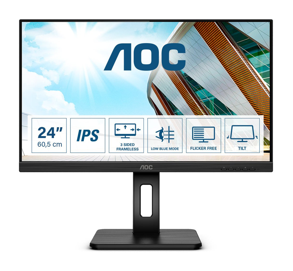 Monitor Profesional Aoc Q24p2q 23.8" Qhd Multimedia Negro