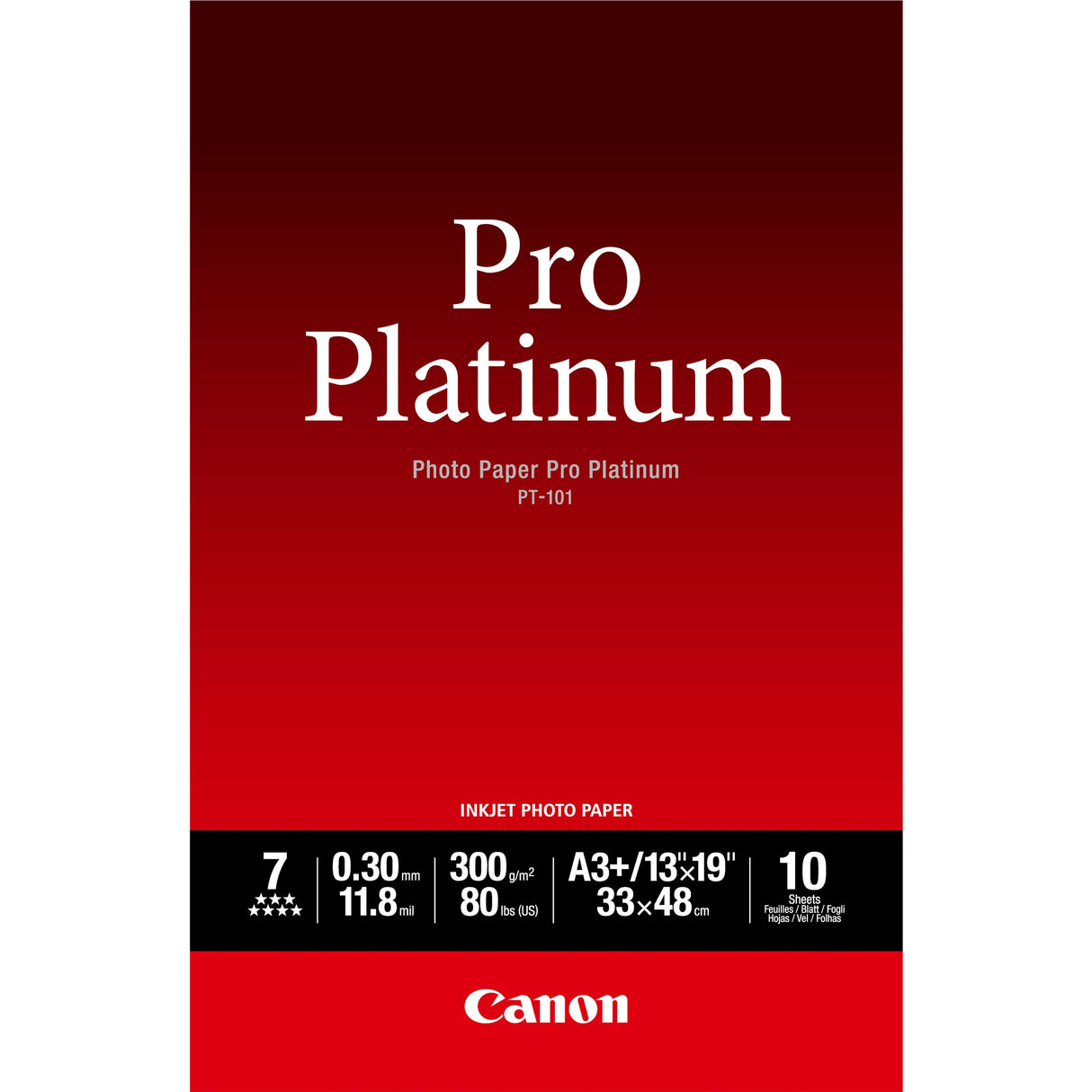 Canon Photo Paper Pro Platinuma3 Plus (329 X 423 Mm)300 G/M10 Hoja(S) Papel Fotogrfico Brillantepara Pixma Ip8720, Ix6820, Pro-1, Pro-10, Pro-100, Pro9000, Pro9000 Mark Ii, Pro9500