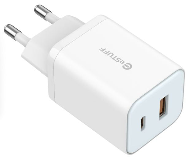 Home Charger 65w Gan - Usb-C + Usb-A, Eu Plug - White
