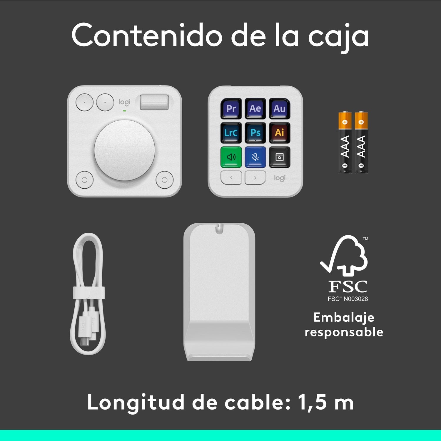 Logitech Master Series Mx Creative Console Conjunto De Teclado Y Teclado De Marcación Retroiluminación Usb-C Gris Pálido