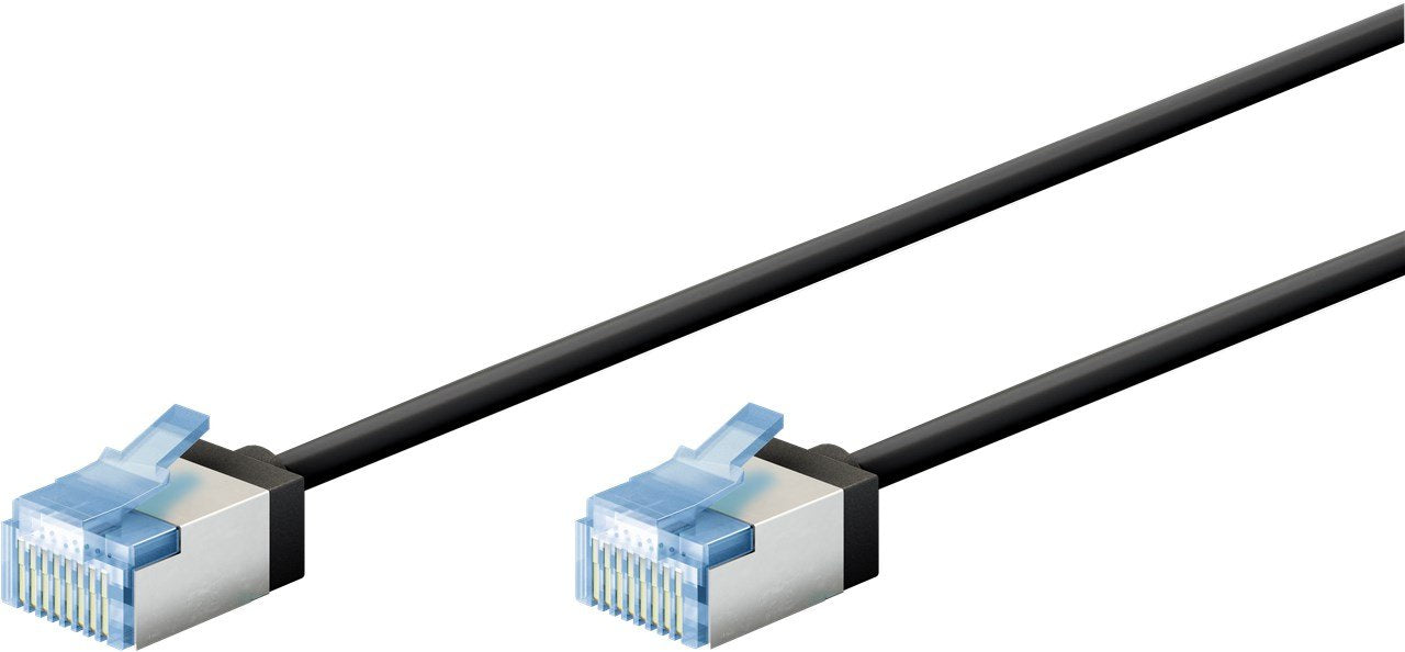 Cable Goobay Cat.6a Ultraflexible Delgado, U/Ftp Negro, 2 Metros, Clavijas Extracortas 74319