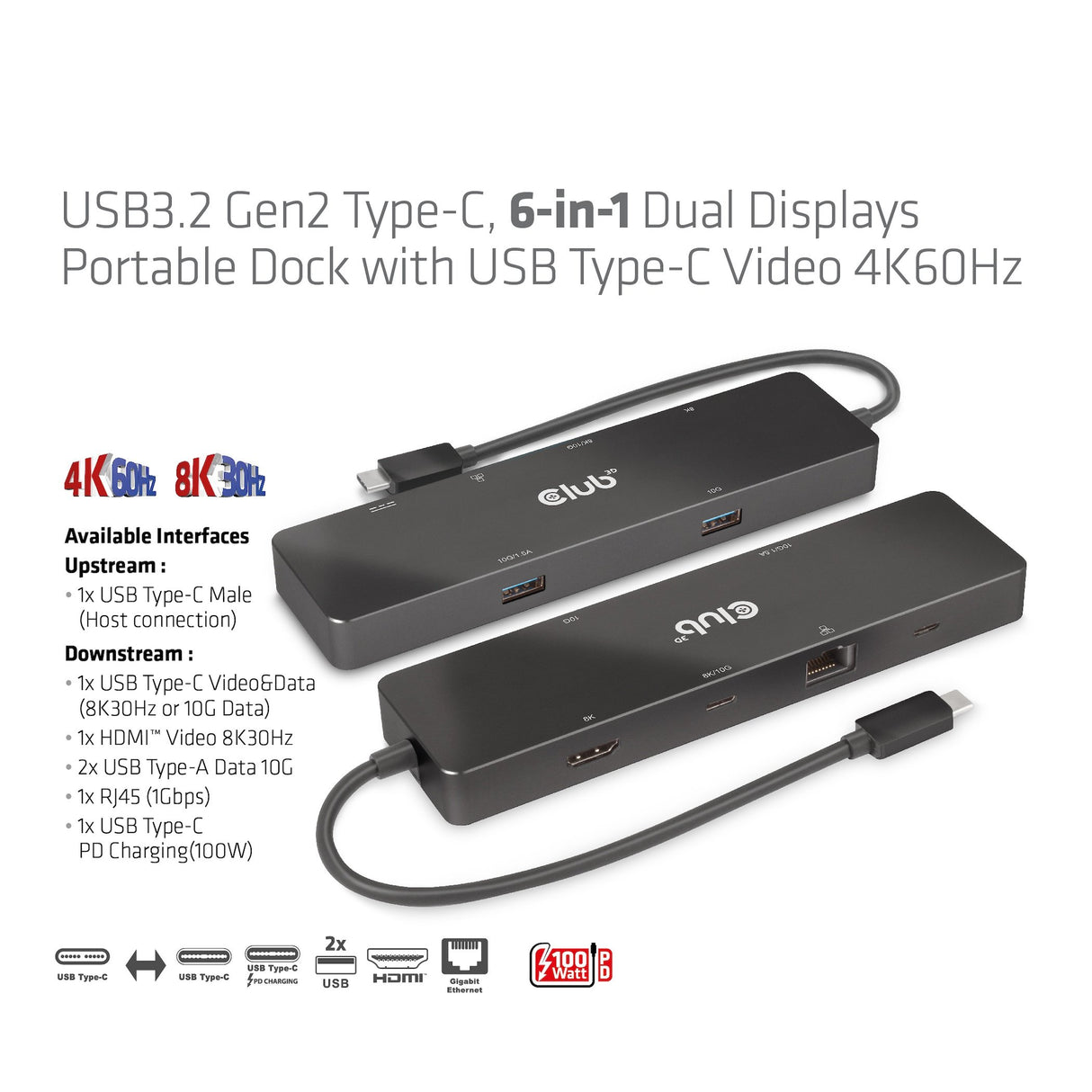 EAN 8719214472818 - CLUB3D CSV-1584 base para portátil y replicador de puertos Alámbrico USB 3.2 Gen 2 (3.1 Gen 2) Type-C Neg imagen 9