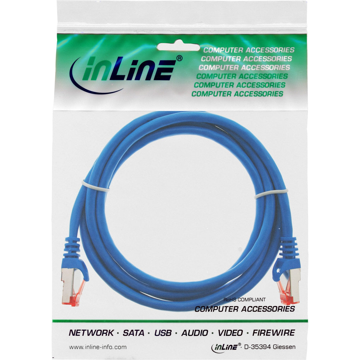 Cable De Red Inline S/Ftp Pimf Cat.6 250mhz Pvc Cobre Azul 0.5m