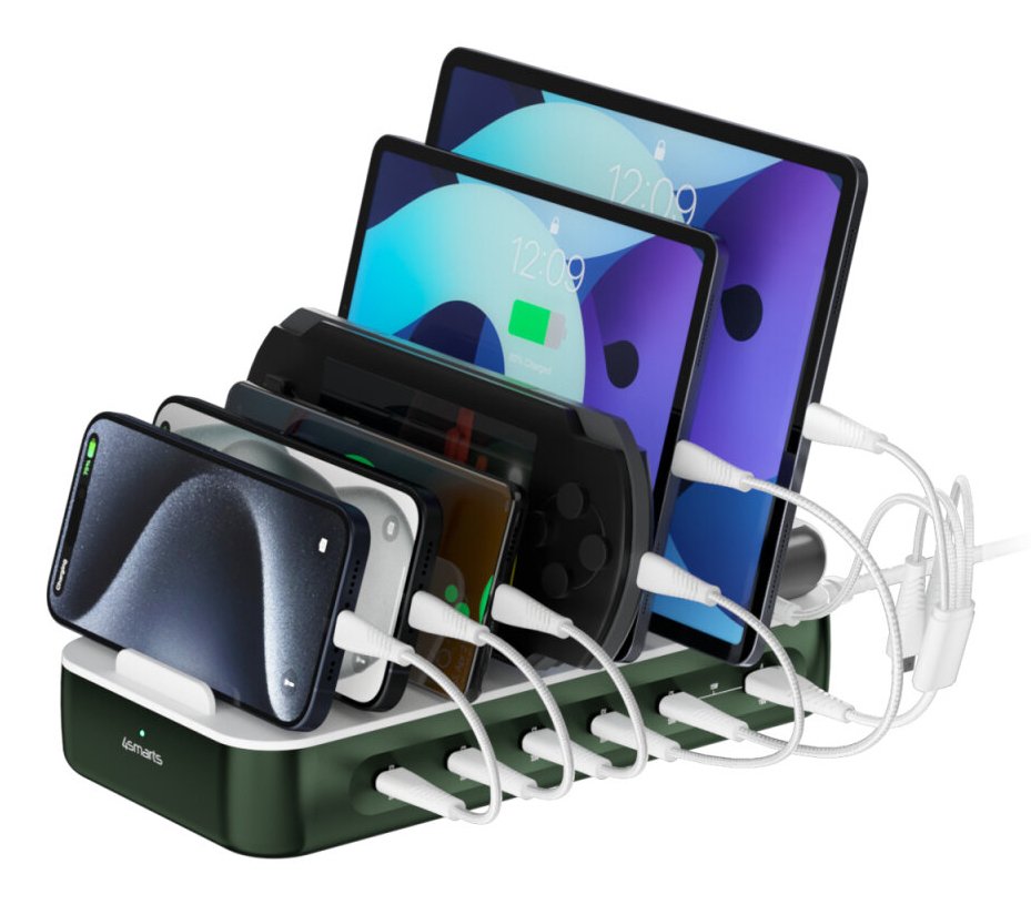 4smarts Ladestation Team 100w 5c 1a Inkl. 6 Cable, Grn