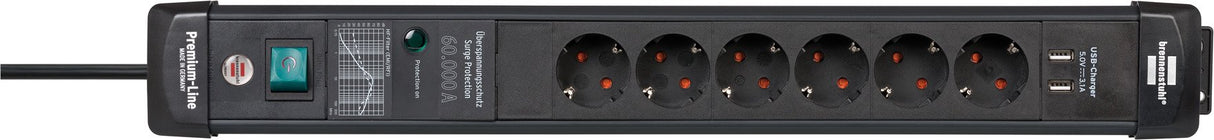 EAN 4007123674053 - Brennenstuhl 1951160606 base múltiple 3 m 6 salidas AC Interior Negro imagen 2