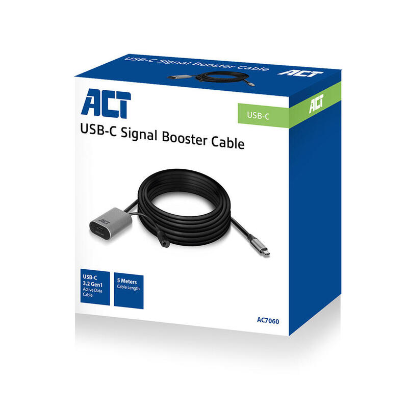Act Ac7060 Usb-C Verlengcable Met Signaalvermerker, 5 Meter