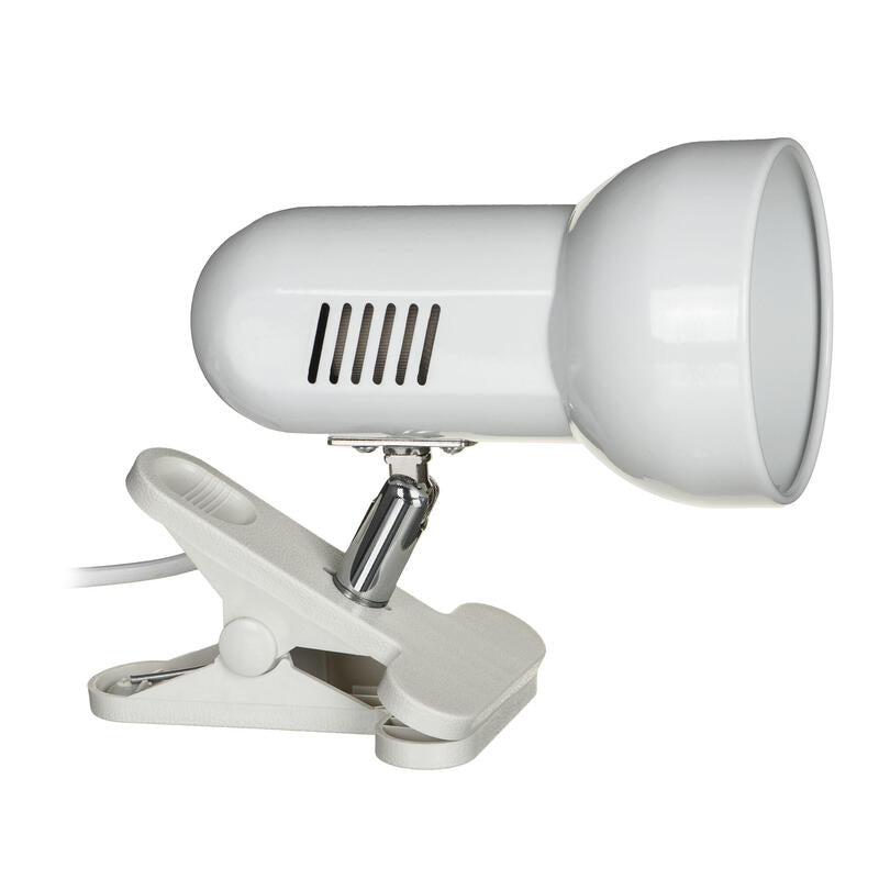 Activejet Lámpara De Sobremesa Con Pinza, Blanca, Metal, Rosca E27