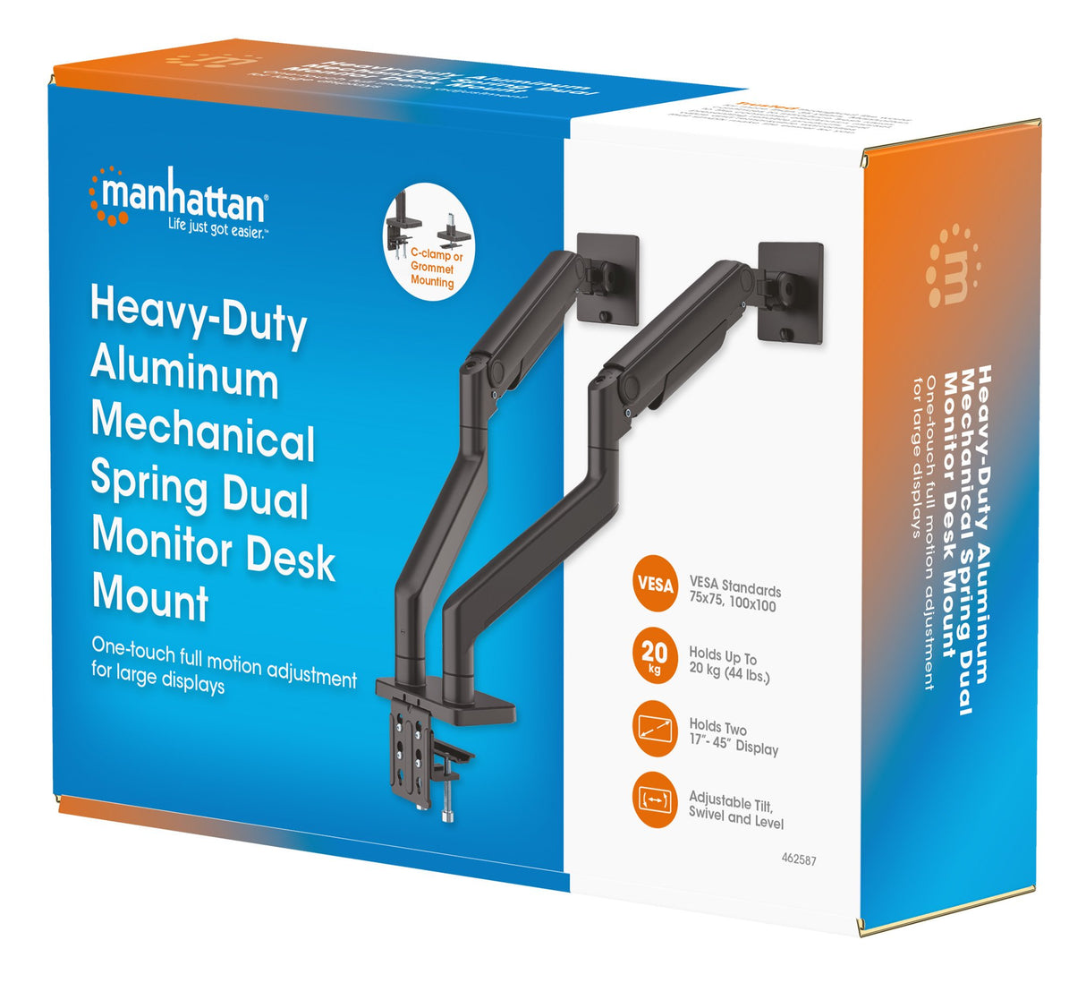 EAN 0766623462587 - Manhattan 462587 soporte para monitor 114,3 cm (45") Escritorio Negro imagen 10
