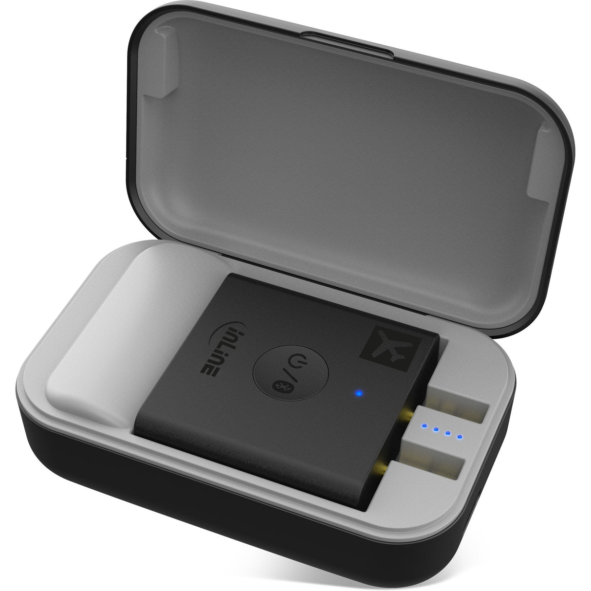 Transmisor De Audio Bluetooth Para Aviones Inline, Bt 5.0, Aptx Hd/Ll, Adaptador De Vuelo Con Estuche De Carga
