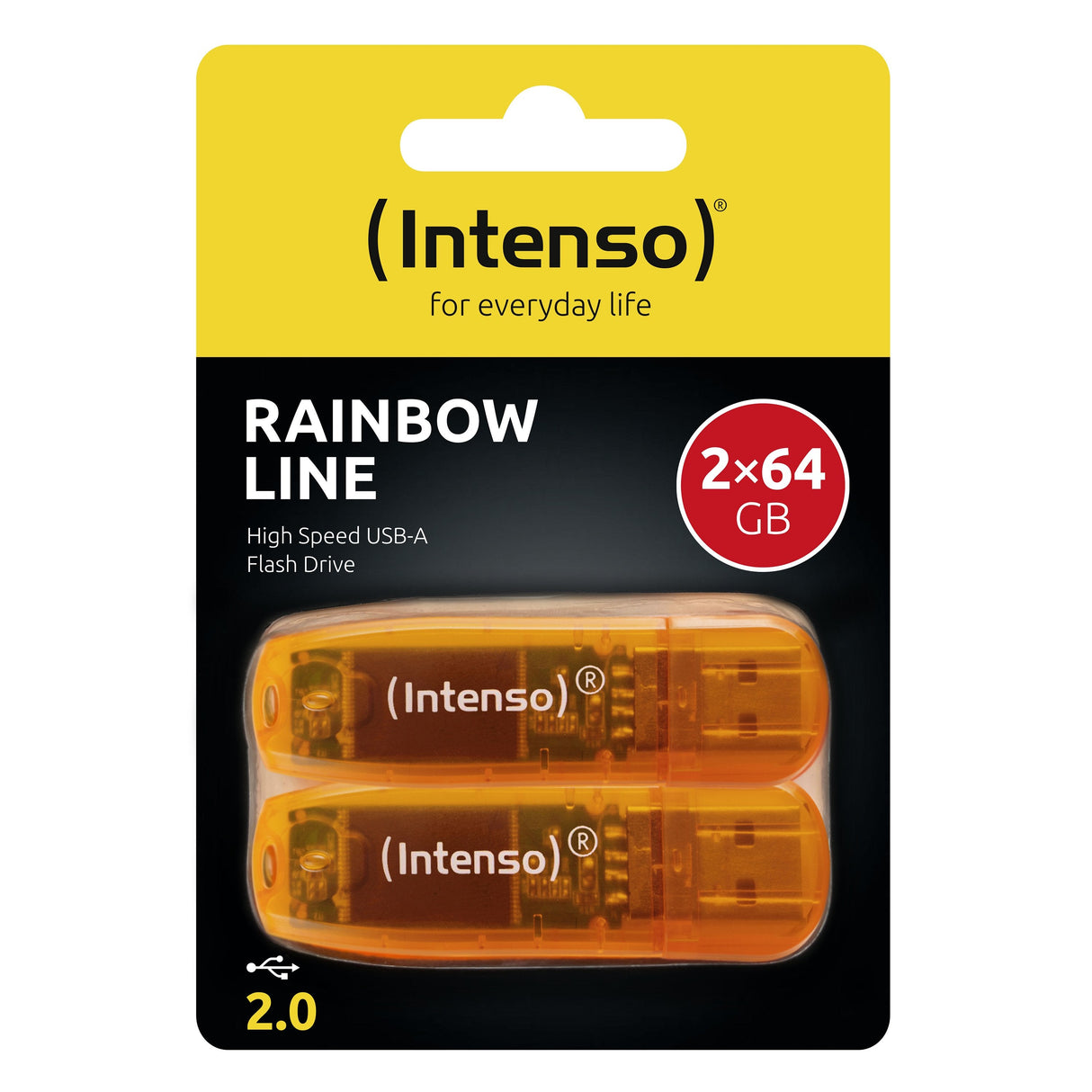 Pendrive Intenso 2.0 Rainbow Line 2 X 64 Gb Naranja