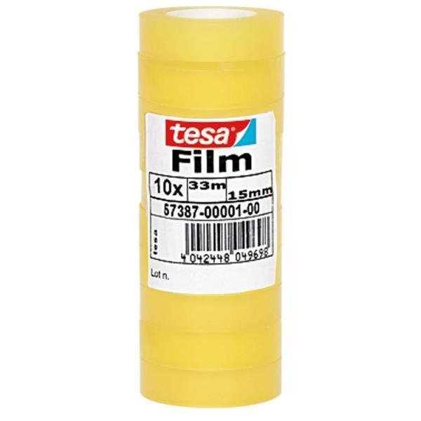 Tesa Film Cinta Adhesiva Trasparente Standard Rollo 15mm X 33m Torre 10u