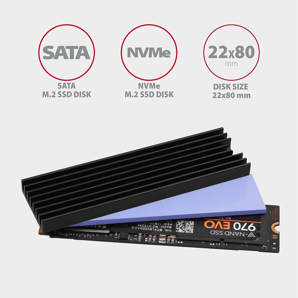 EAN 8595247905543 - Axagon CLR-M2L6 sistema de refrigeración para ordenador M.2 NVMe SSD, Unidad de estado sólido Disipador t imagen 2