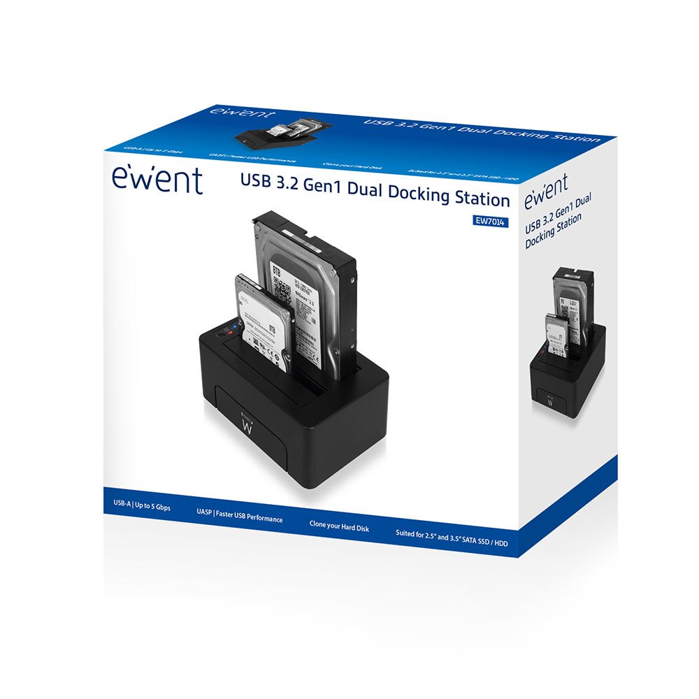 Docking Station Ewent Para Disco Duro Y Ssd Sata 2.5" Y 3.5"/ Usb 3.0