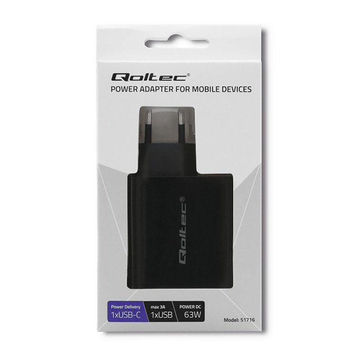 EAN 5901878517162 - Qoltec 51716 adaptador e inversor de corriente Interior 63 W Negro imagen 2