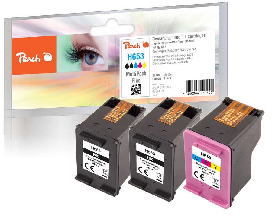 EAN 7640366810849 - Peach PI300-1046 cartucho de tinta 3 pieza(s) Compatible Rendimiento estándar Negro, Cian, Magenta, Amari imagen 1
