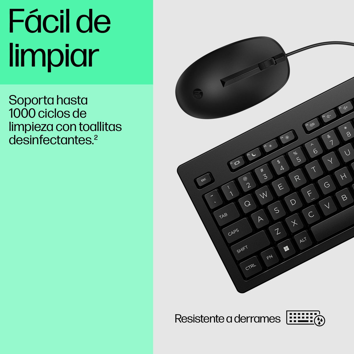 EAN 0198701790938 - HP 225 Wired Mouse and Keyboard Combo G2 teclado Ratón incluido Oficina USB Negro imagen 7