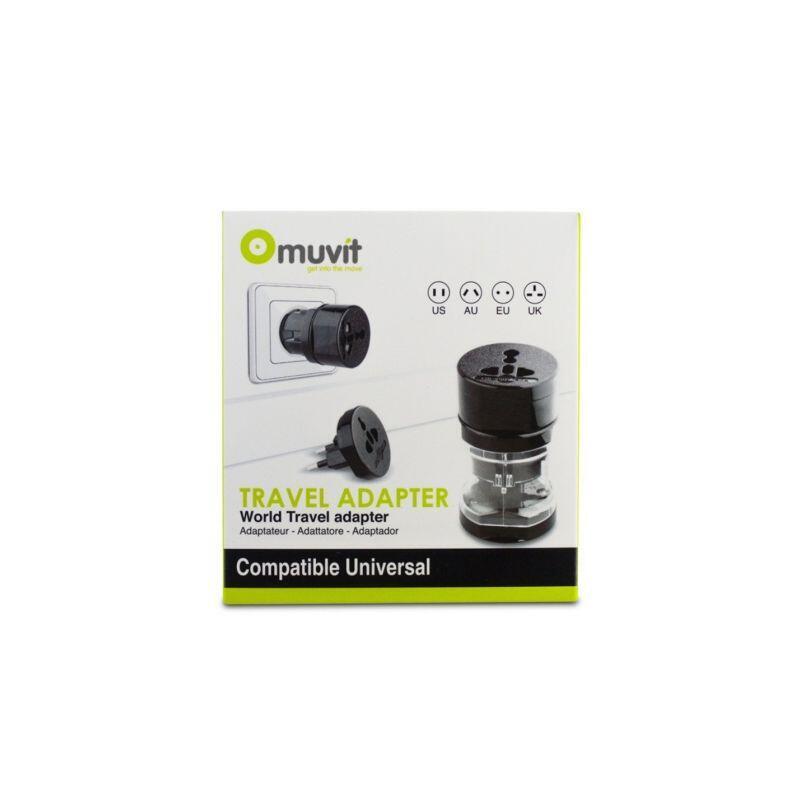Adaptador De Viaje Universal Muvit Muadp0009 4 Clavijas Eu/Uk/Us/Au 10a 100-240 V Negro