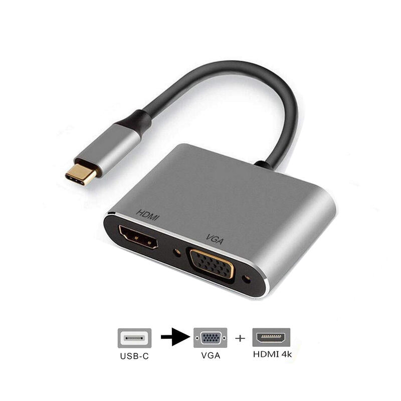 Adaptador Ewent Usb Tipo C A Hdmi 4k Y Vga 15cm - Macho Hembra