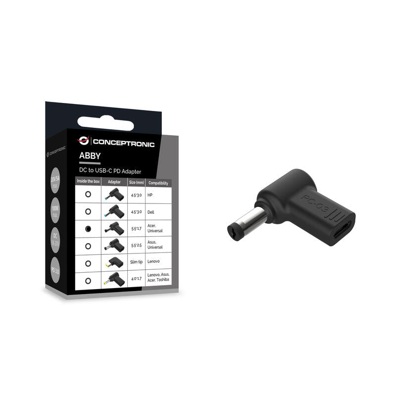 Adaptador Tip Cargador Conceptronic Usb-C A Dc Acer/Universal 5.5x1.7mm, 18-20v