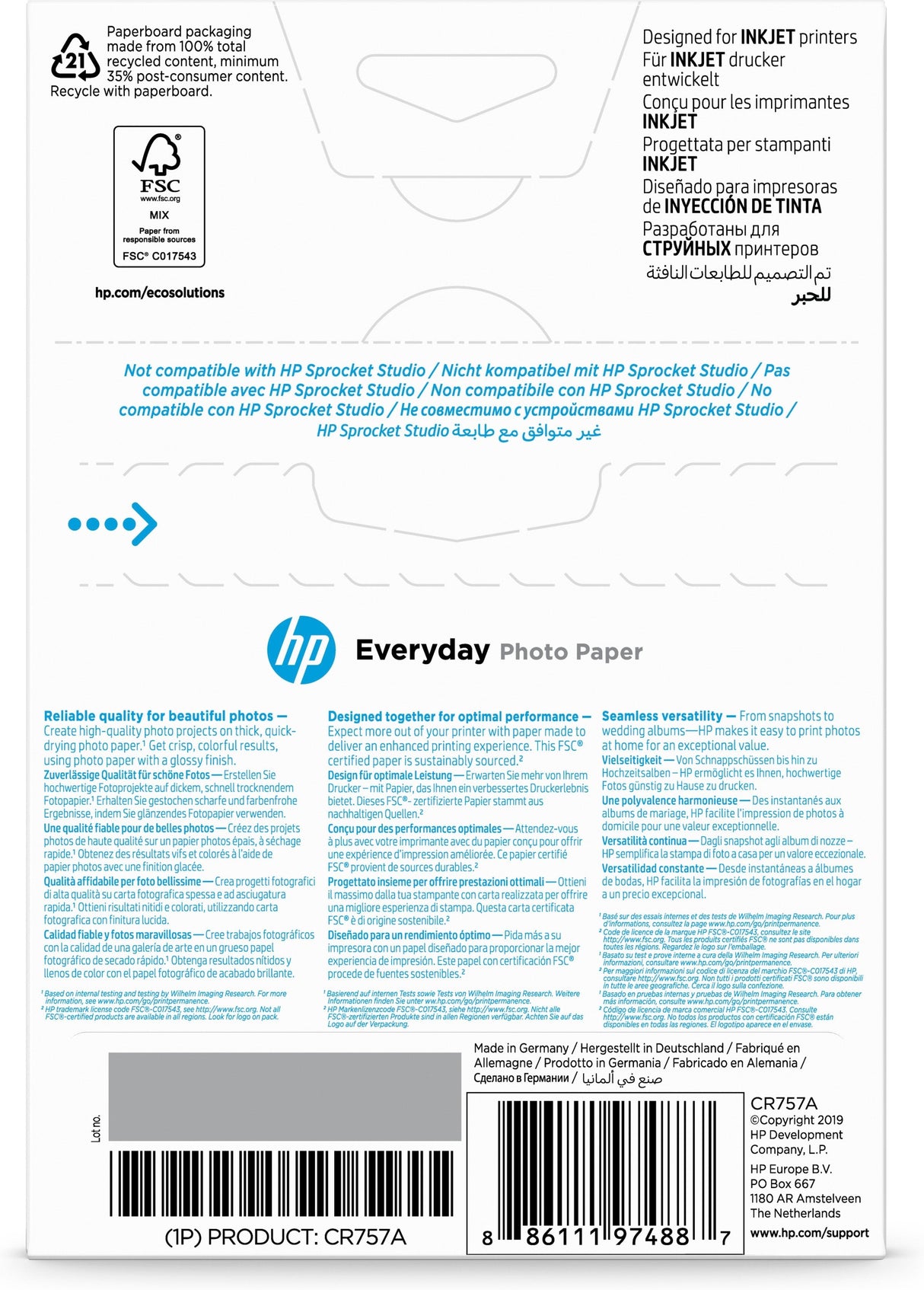 EAN 0886111974887 - HP Everyday Glossy Photo Paper-100 sht/10 x 15 cm Blanco Brillo imagen 3